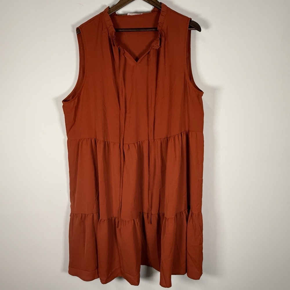 Kirundo Tank Dress Ruffle Hem Burnt‎ Orange Size  XXL